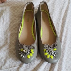Neon Bejewelled Grey Flats